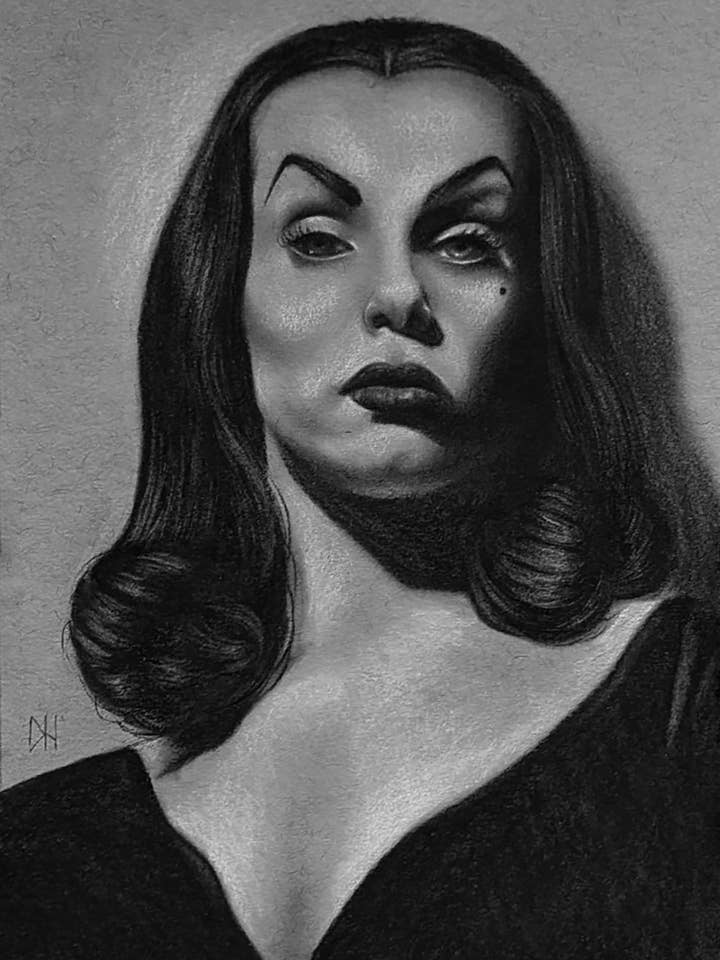 Kunsttryk „Vampira“ for engroshandel hos Destiney Hett Art