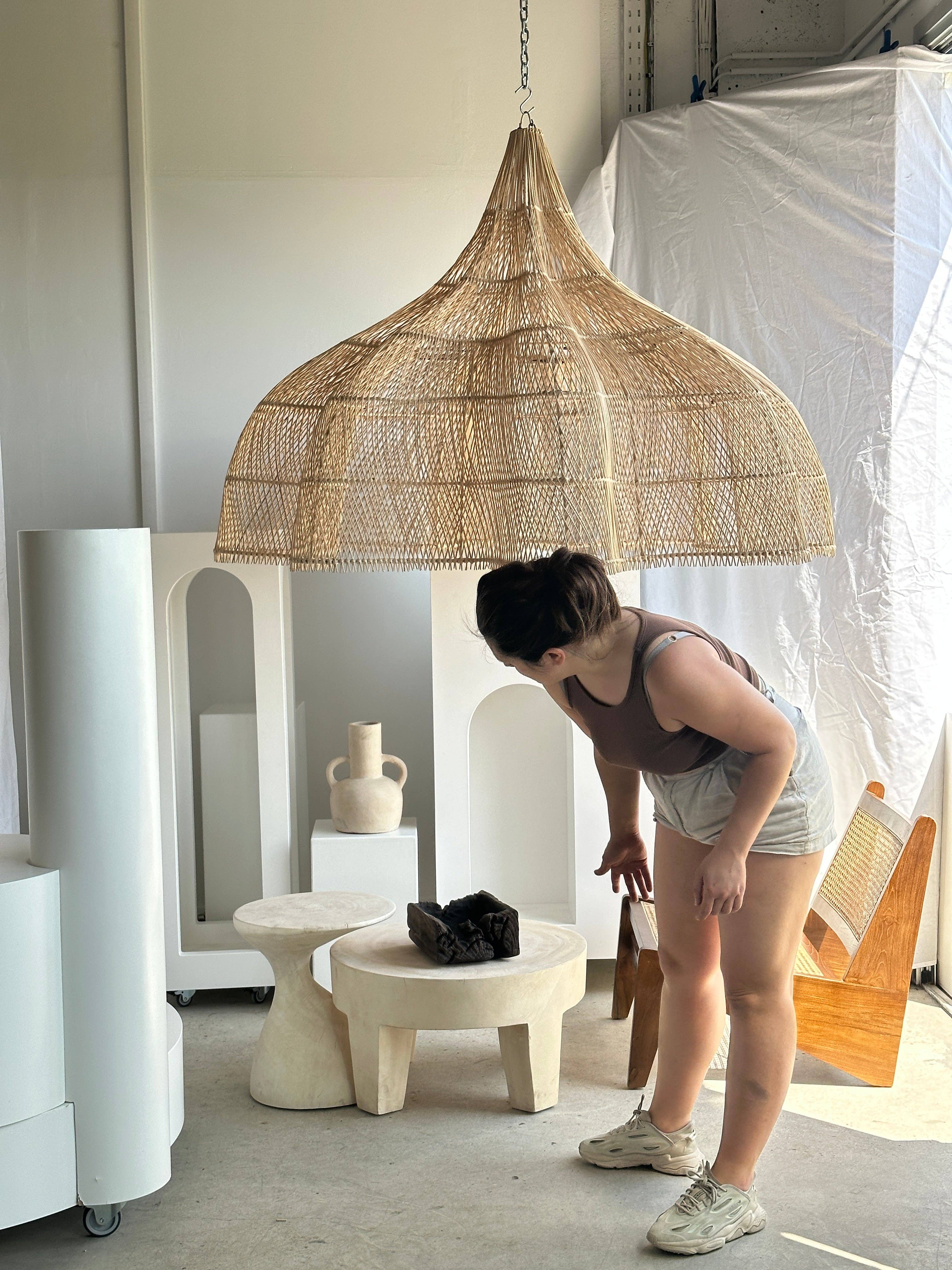 Office Objets - Wholesale Chandelier/Hanging Light - Immense rattan suspension in the shape of a flower, tulip, corolla H:1m; D:1m5065