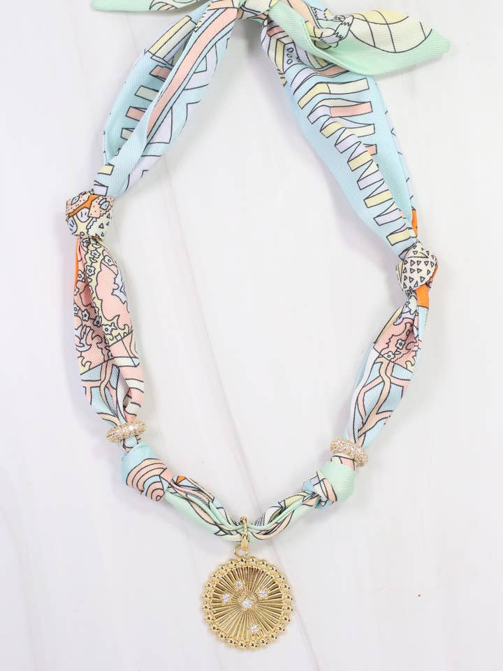 Shannon Scarf Charm Necklace Seafoam for wholesale by Caroline Hill