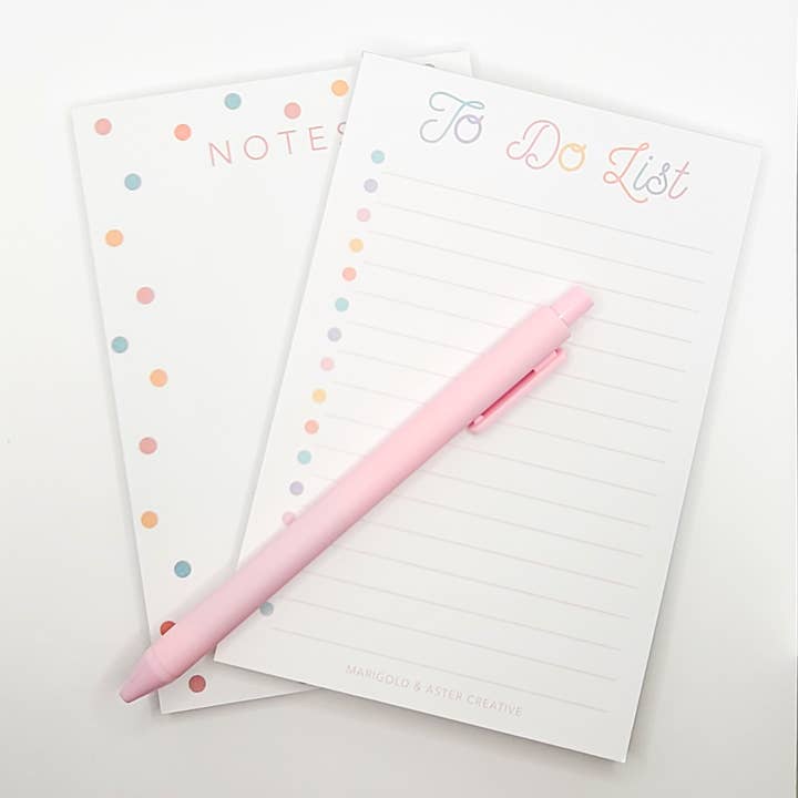 Regenbogen-Punkte-Notizblock für den Großhandel von Marigold & Aster Creative