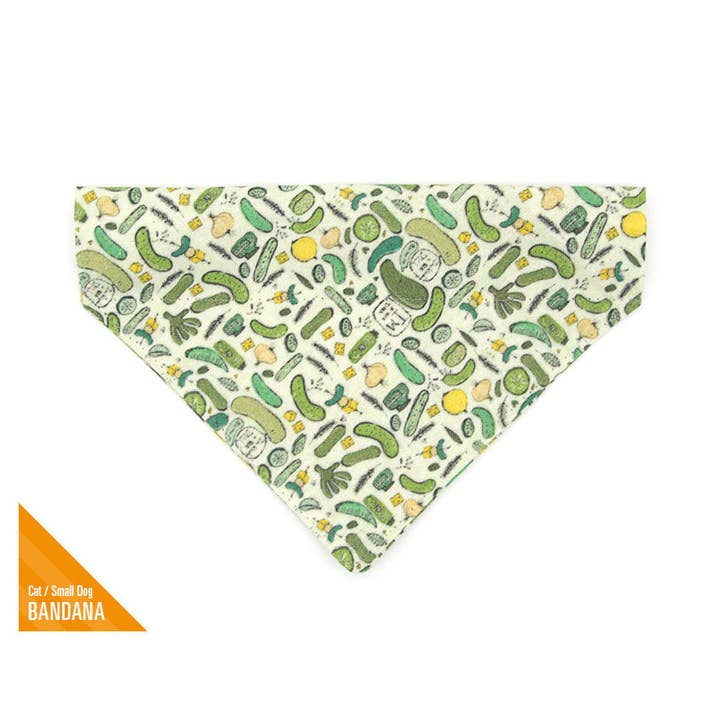"Kind Of A Big Dill" - Pickle Bandana for Cat + Small Dogs for wholesale by Made By Cleo