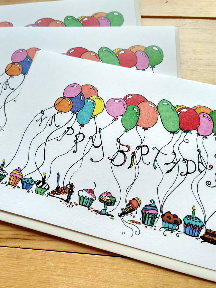 Happy Birthday Card (3 individual wrapped, blank) for wholesale by Under the Ash Tree