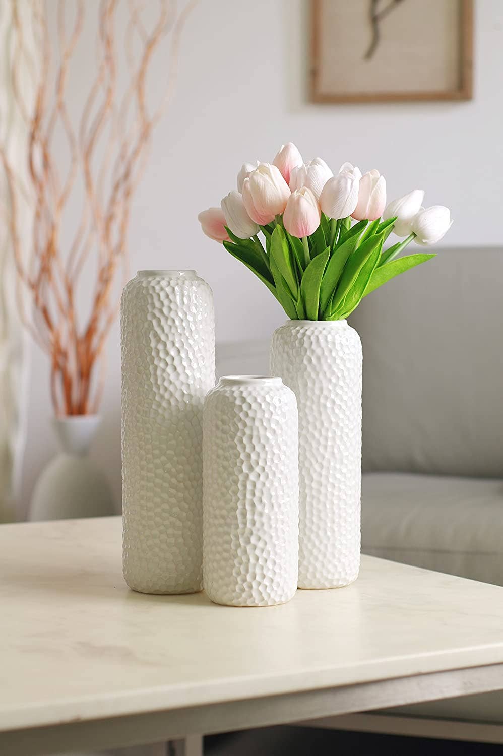Hosley - Wholesale Vase - Hosley® S-3 Ceramic Honeycomb Vase - White0