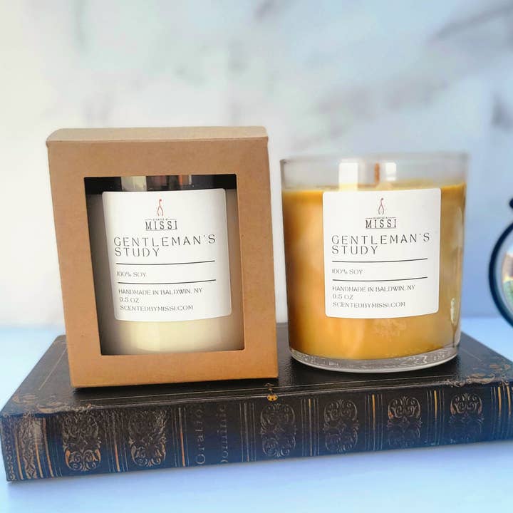 Gentleman's Study- 9.5 oz Soy Wax Candle for wholesale by Scented By Missi