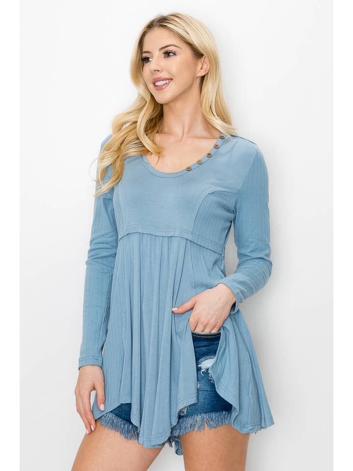 ePretty - Wholesale Tunic - Women's - EP-TP1606 Baby Doll Tunic Henley Top4