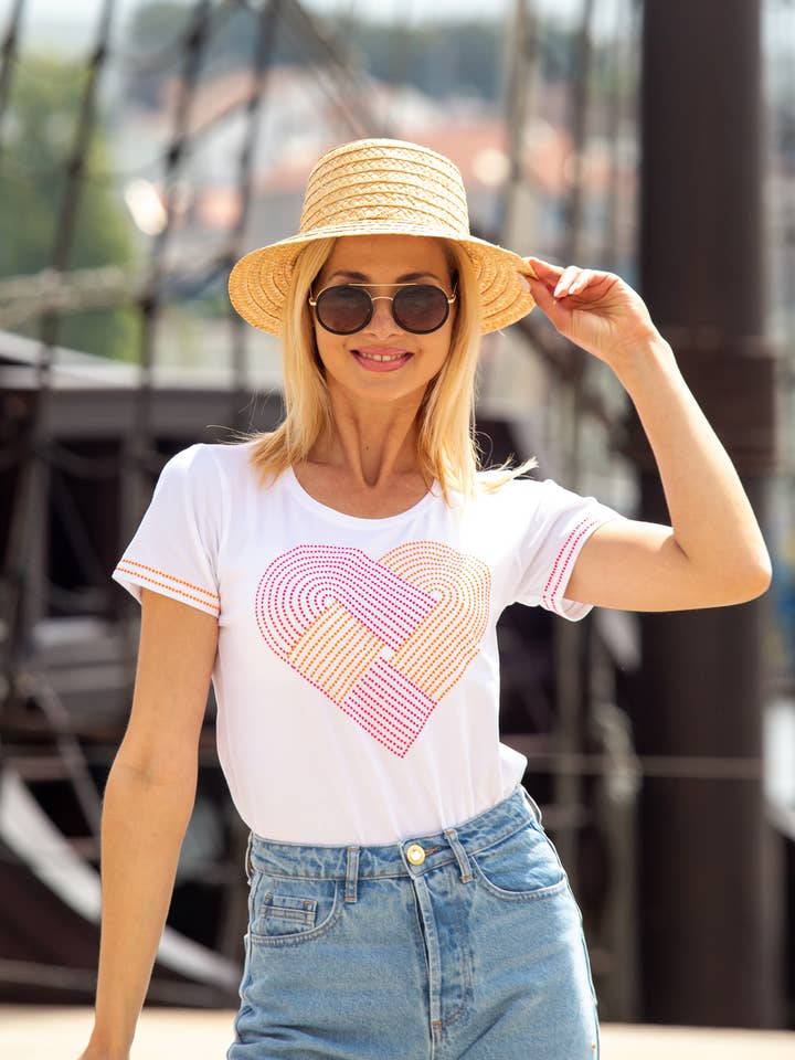 M736 T-Shirt mit gekreuzten Herzen für den Großhandel von Missimini