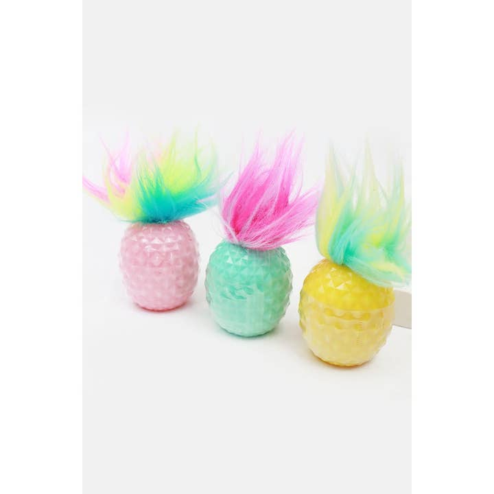 MIX COLOR Happy Pineapple with Fur Hair Lip Gloss for wholesale on Faire