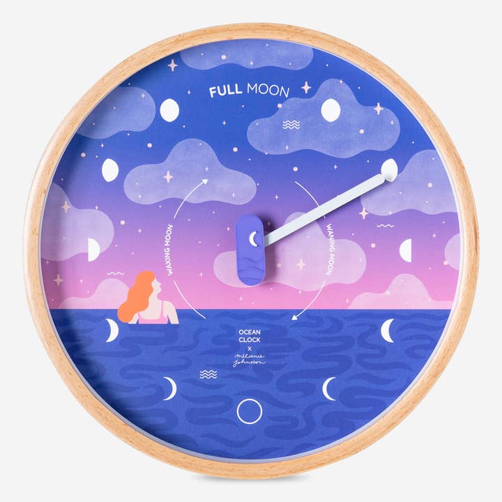 Ocean Clock - Vente Horloges murales - Horloge Lune Cosmic Girl | Phase lunaire x Mélanie Johnsson