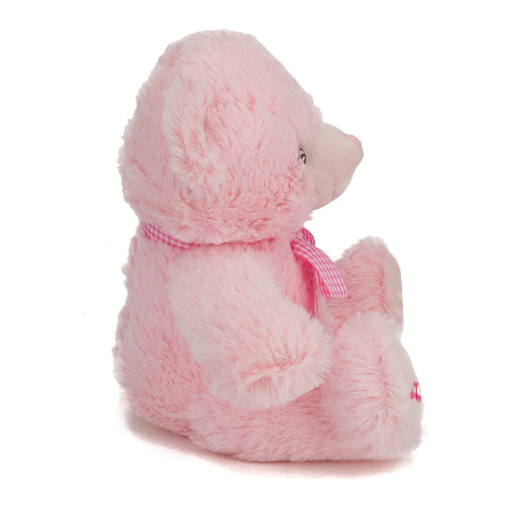 Plushland - Vente Peluche – enfant et bébé - Ours en peluche bébé garçon & bébé fille de 9″ | Ours avec ruban rose & bleu1
