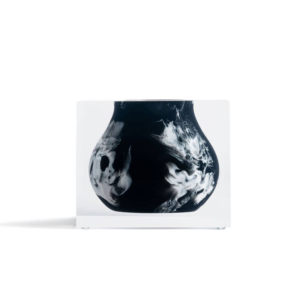 JR William - Venta al por mayor Floreros - Jarrón Mosco de resina acrílica de mármol negro vertido a mano, regalo para el hogar1