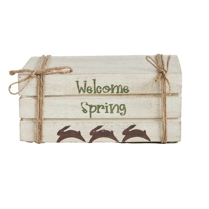 VHC Brands - Wholesale Decorative Tabletop Object - Welcome Spring Faux Book Stack 2.5x6x41