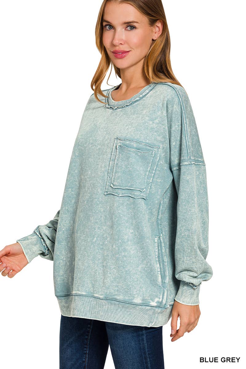 42POPS - Vendita all'ingrosso Felpa - Donna - Pullover in French Terry lavaggio acido.41