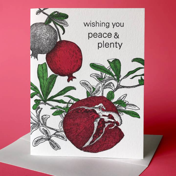 Pomegranate Peace and Blank Note Card for wholesale by Painted Tongue Press