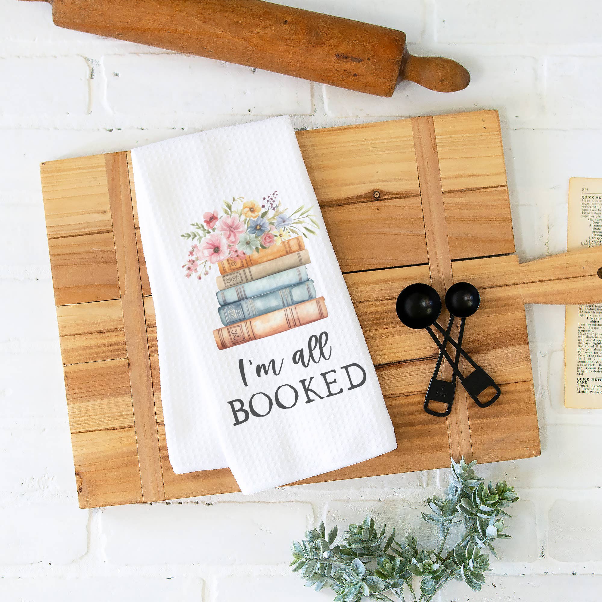 Canary Road - Wholesale Tea Towel - I'm All Booked Kitchen Towel, Floral Book Dish Bookish Book Store2