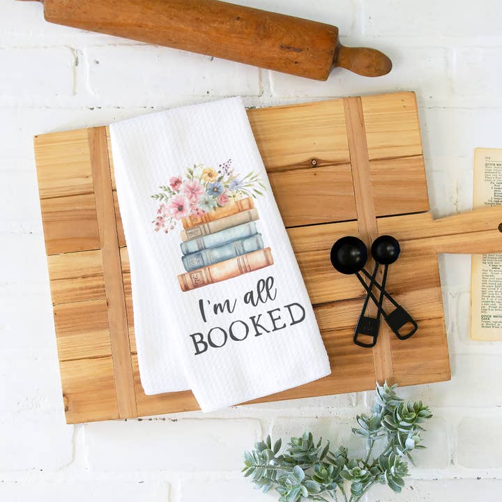 Canary Road - Wholesale Tea Towel - I'm All Booked Kitchen Towel, Floral Book Dish Bookish Book Store2