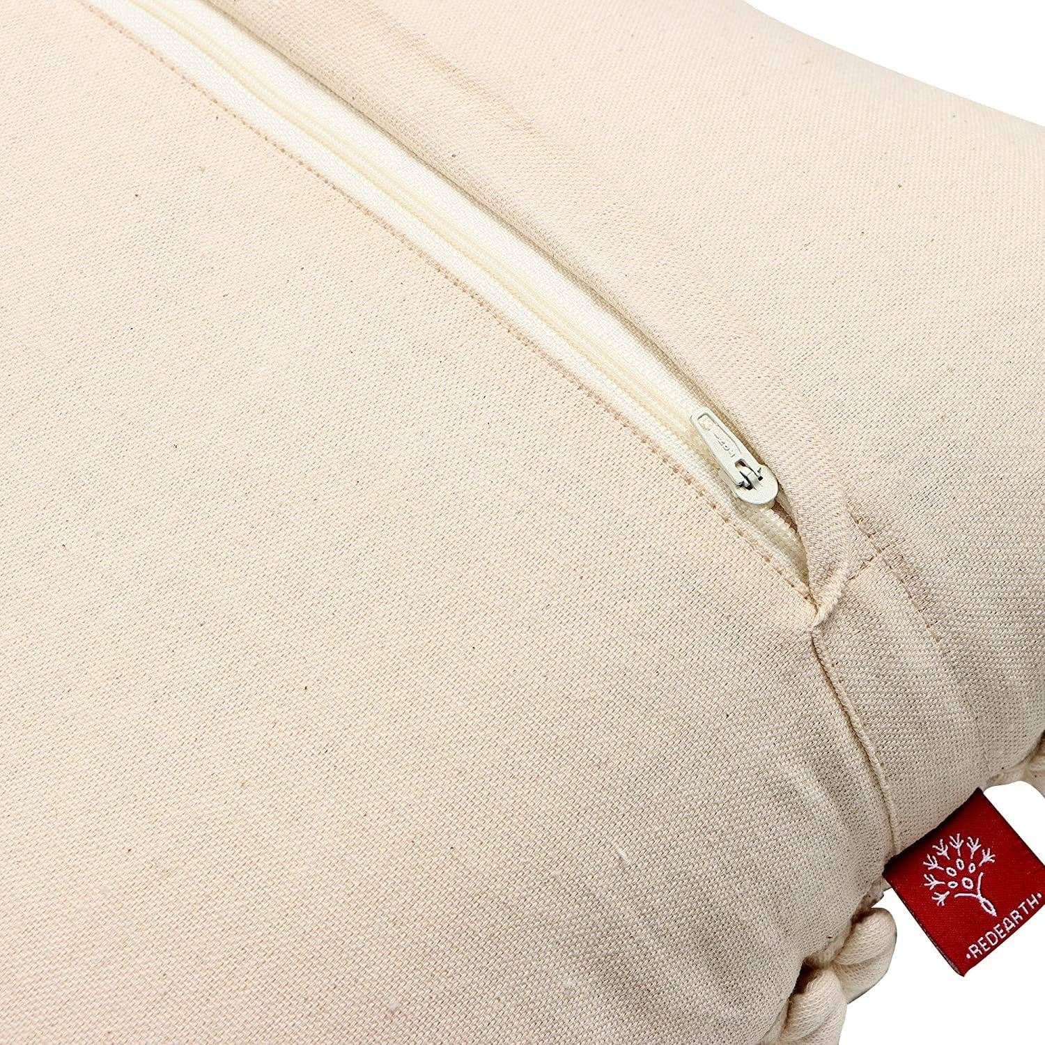 Cedar REDEARTH Textured Throw Pillow Cases-Woven Tufted Decorative Farmhouse Cushion Covers Set for Couch, Sofa, Bed, Chair, Dining, Patio, Outdoor; 100% Cotton (18x18; Natural) Pack of 2 for wholesale on Faire8