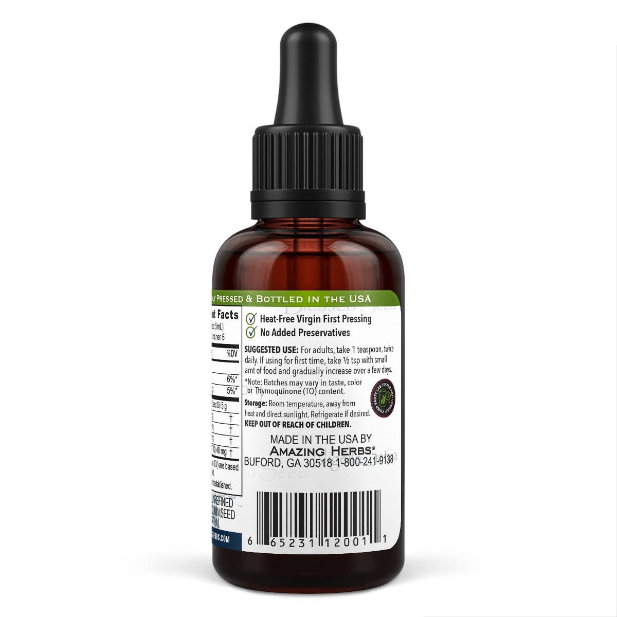 Amazing Herbs - Wholesale Oral Supplement/Vitamin - 12001 - Premium Black Seed Oil 1oz Bottle2