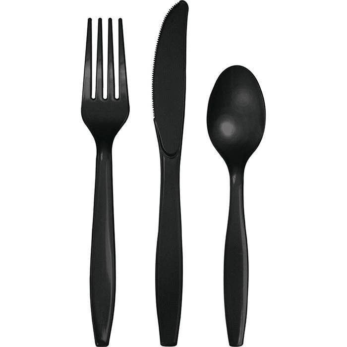 Bulk Black Velvet Value Friendly Assorted Plastic Cutlery (12 Pkgs per Case) for wholesale by Bulk Party Decor