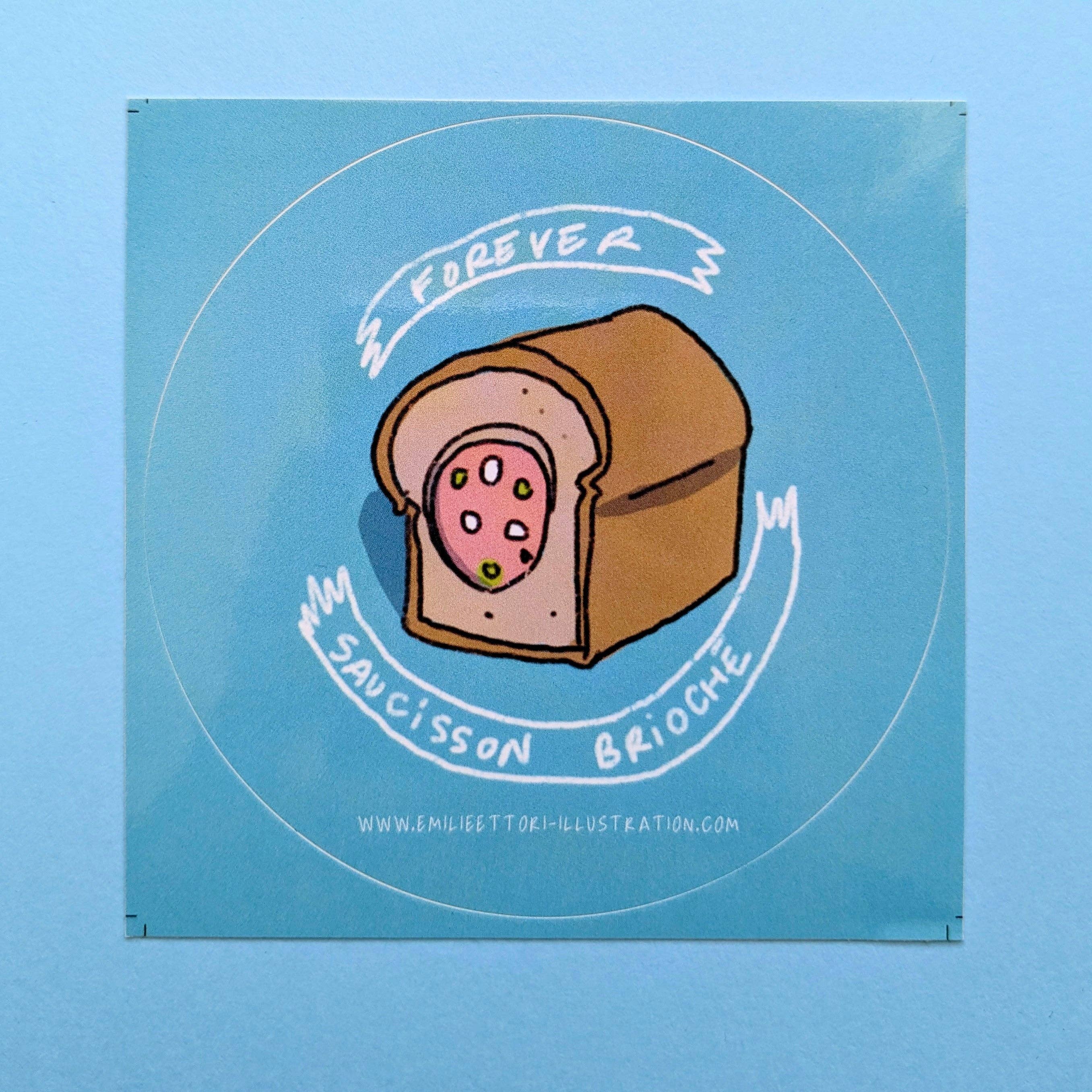 EMILIE ETTORI ILLUSTRATION - Vente Autocollant - Sticker Saucisson brioché0