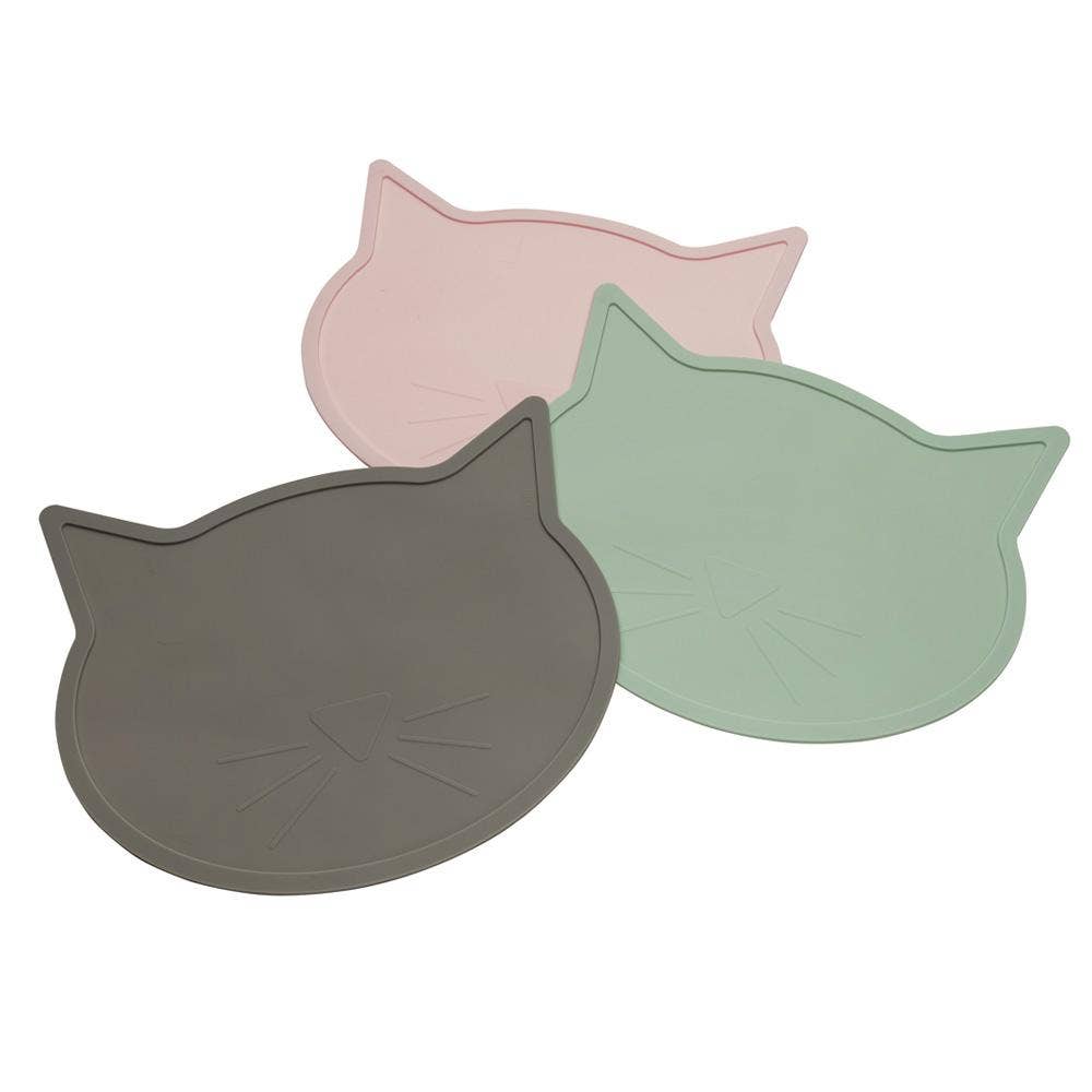 Speckle and Spot by Ore’ Originals - Venta al por mayor Manteles individuales - Mantel individual de silicona | Cat Head Warm Grey5
