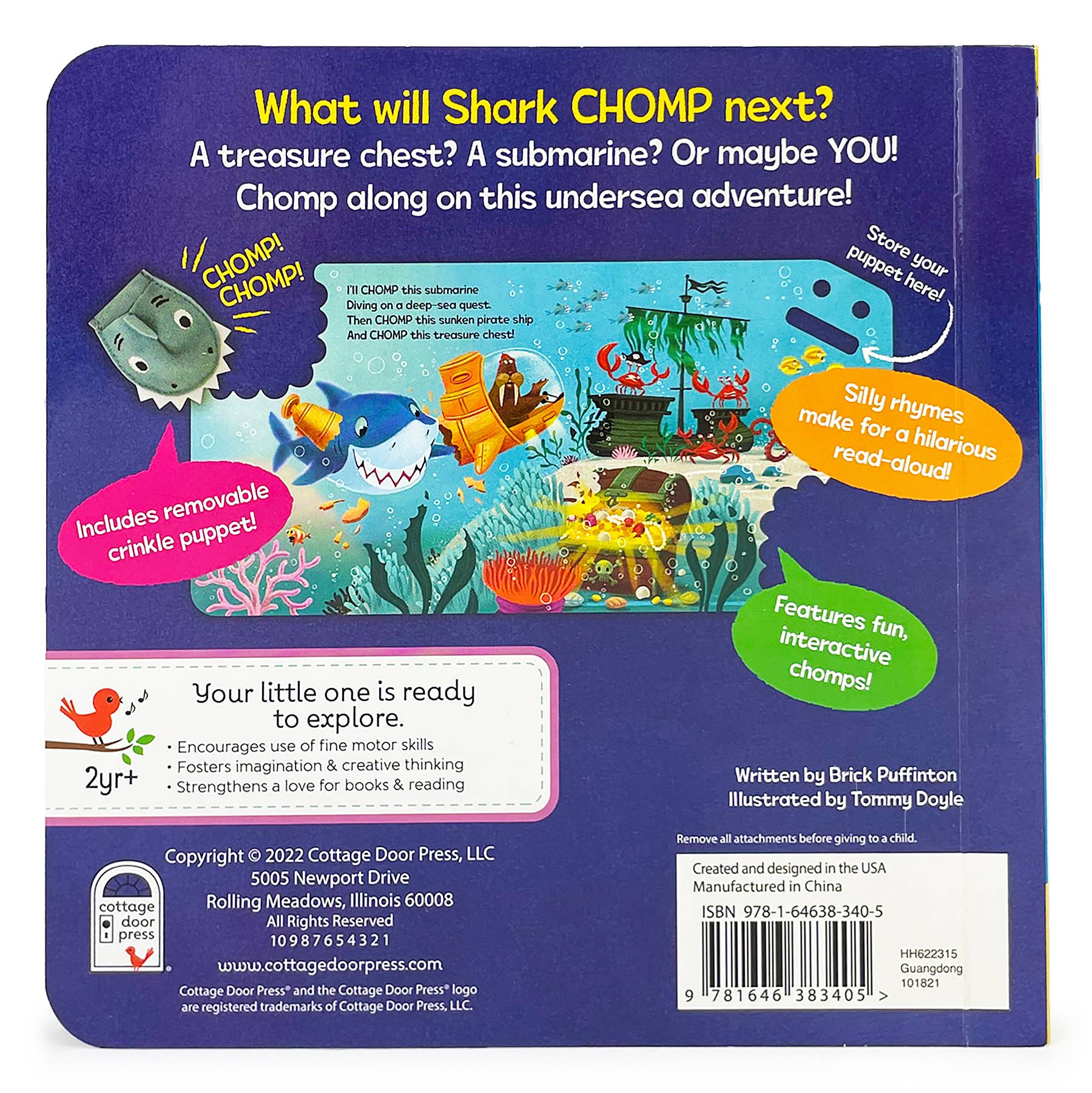 Cottage Door Press - Wholesale Baby & Toddler Book (0-2) - Chomp Chomp Shark Board Book with Finger Puppet 5
