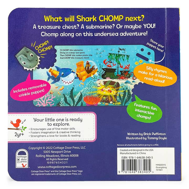 Cottage Door Press - Wholesale Baby & Toddler Book (0-2) - Chomp Chomp Shark Board Book with Finger Puppet 5