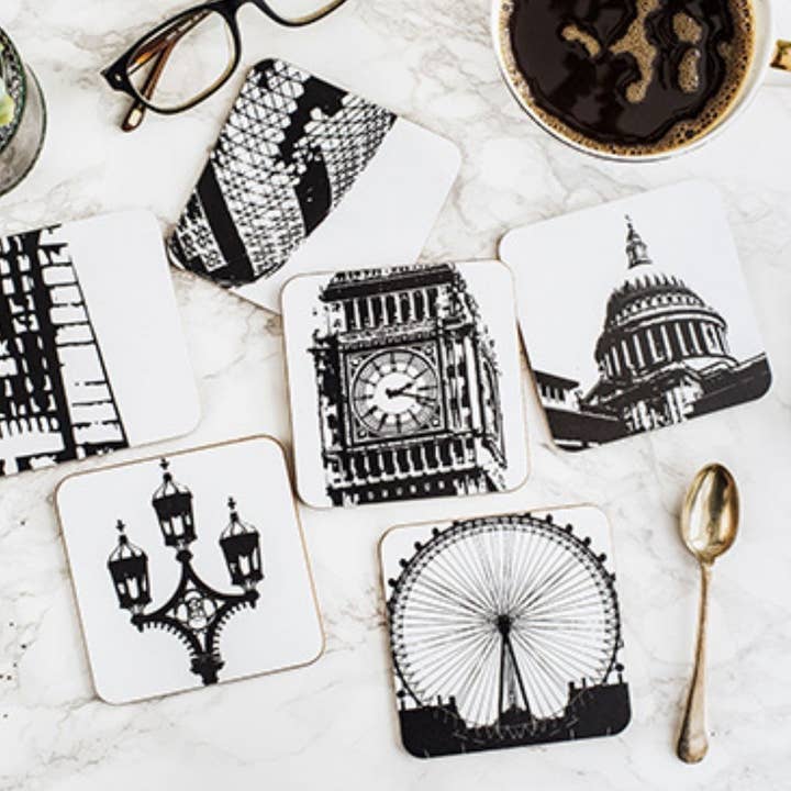 London Coaster Set (Pack of 6) for wholesale by Powder Butterfly