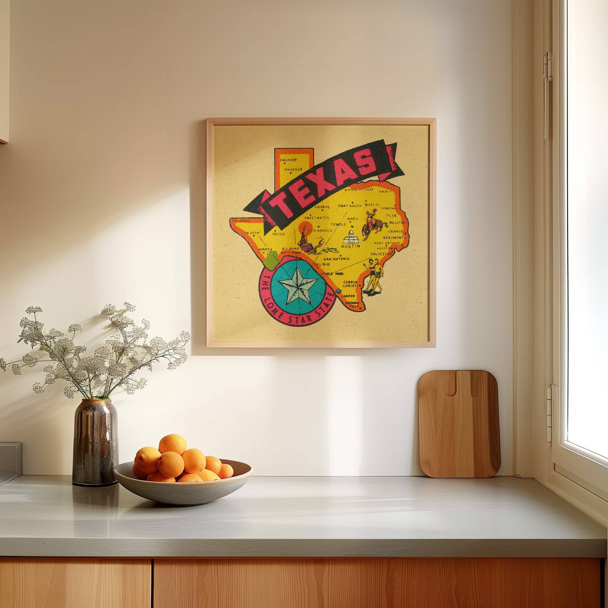 Tejas Country Club - Wholesale Art Print - Vintage State of Texas Travel Map Decal Art Print7