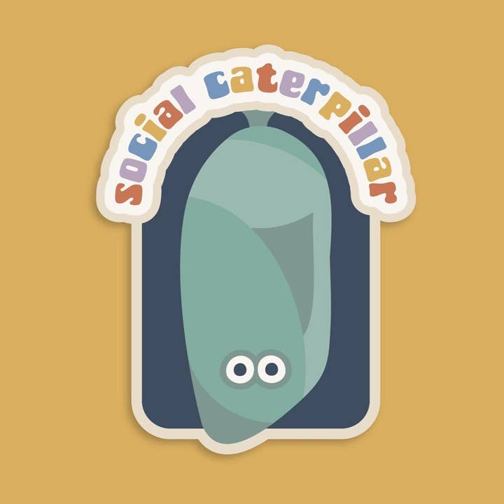 Social Caterpillar Sticker For Introverts & Neurodivergent for wholesale by Katiebird Prints