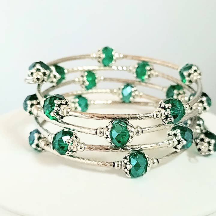 Piccadilly Pendants - Vente Bracelet manchette - Bracelet à mémoire de forme en cristal, bracelet facile à enfiler4