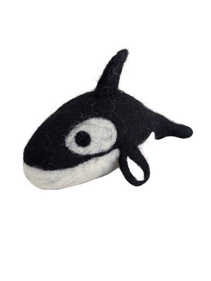 Handcrafted Felted Orca Whale for wholesale by Tiny Teethers