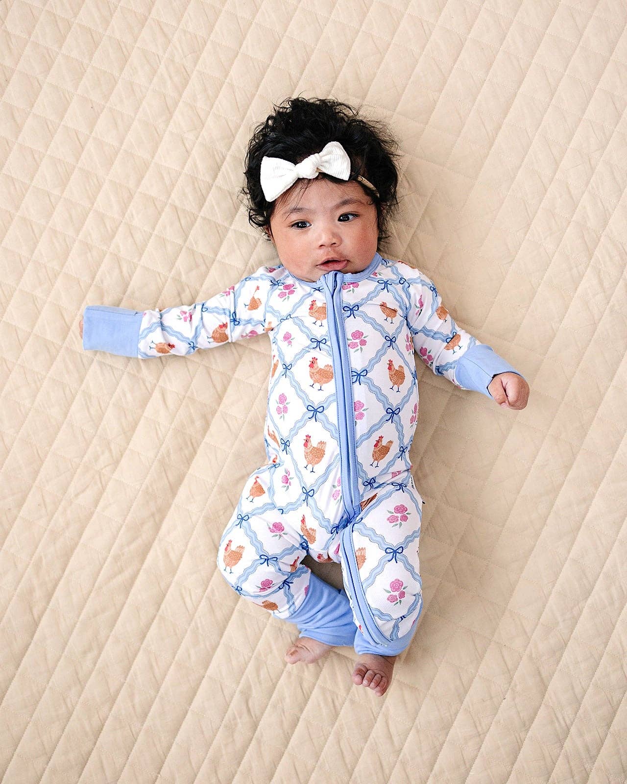 Lucky Panda Kids - Wholesale Jumpsuit - Baby - Bamboo Zip Romper | Chickens & Flowers6