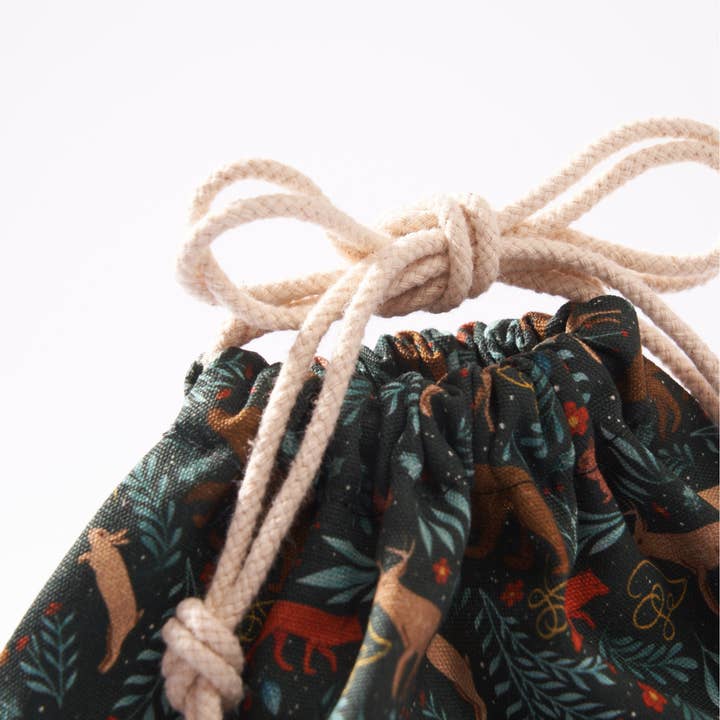Dark Green Fabric Gift Bag by Hannah Pearlman | 14", Cotton Canvas for wholesale on Faire