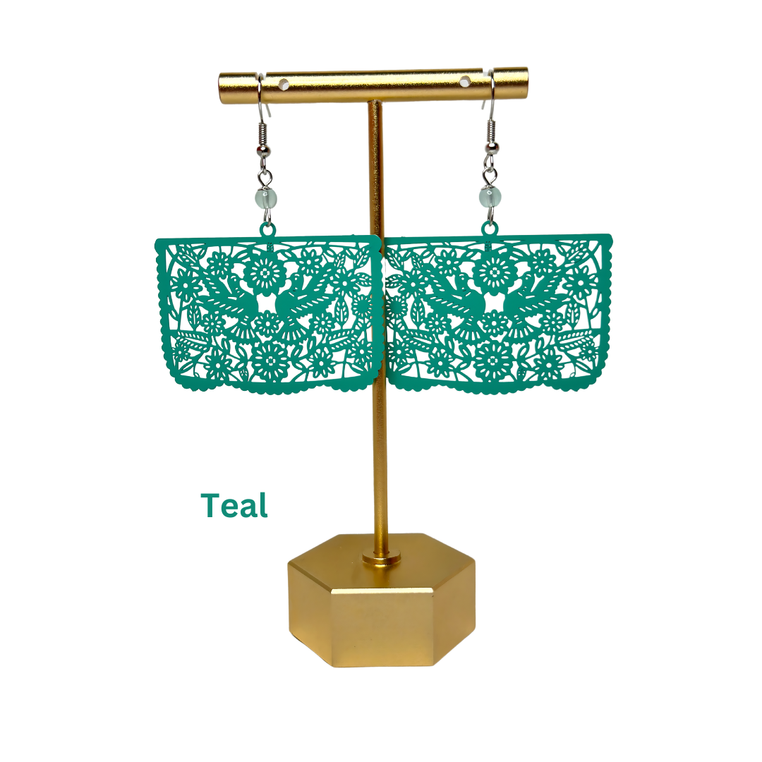 Xochico - Wholesale Dangle Earrings - "Palomas" Papel Picado earrings (banner style)2