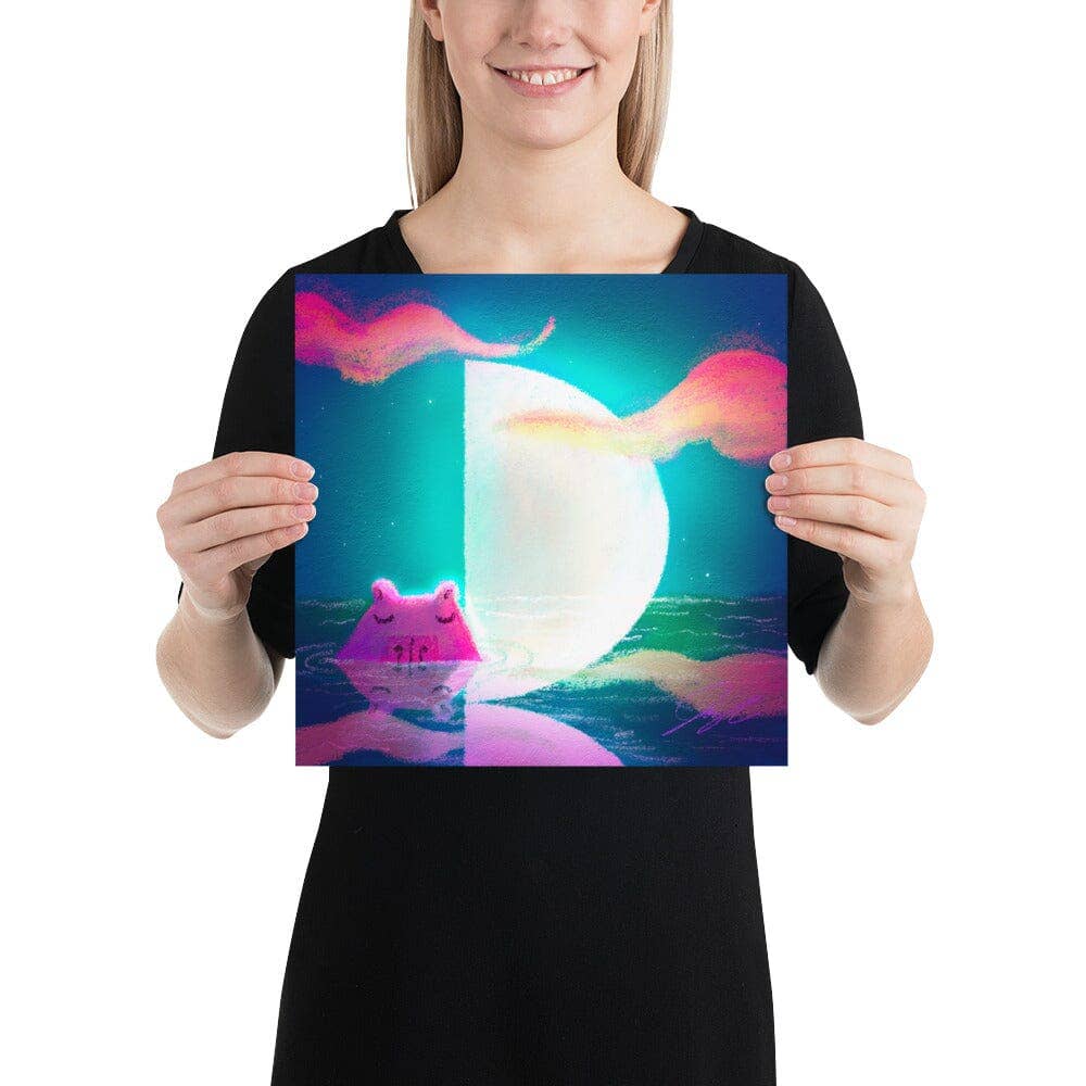 JoyousJoyfulJoyness - Wholesale Painting/Drawing - Moonlit Capybaras Collection - 4 - "First Quarter Moon" Painting [Unfoiled]2