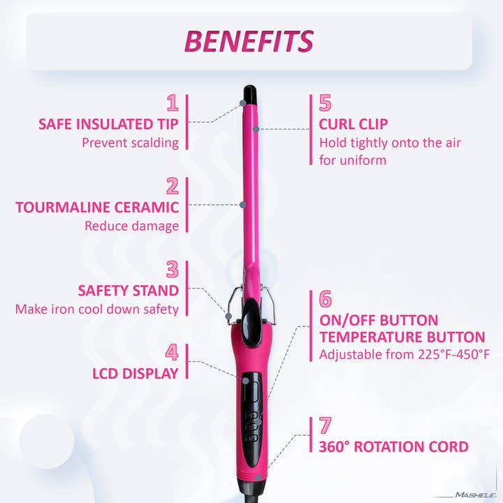 MASHELE - Wholesale Curling Iron/Wand - 9mm Small Wand Hair Curler
