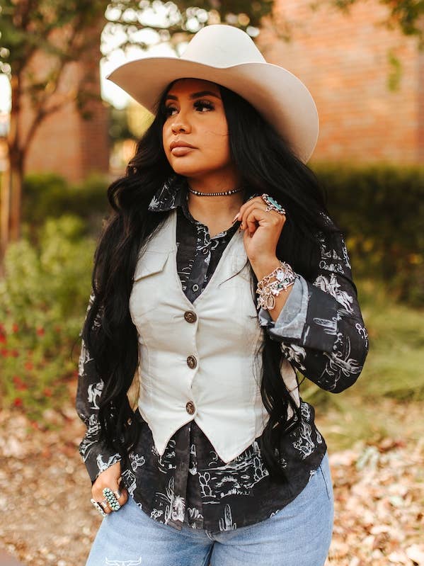 Chaleco de Botones Occidental Marfil para venta al por mayor de LUCKY & BLESSED