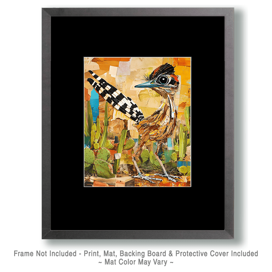 Mowbi – Impressão artística por atacado – Alerta Papa-léguas - Impressões de Arte do Sudoeste Americano - Obra de Arte 20x25 cm para Moldura 28x36 cm1