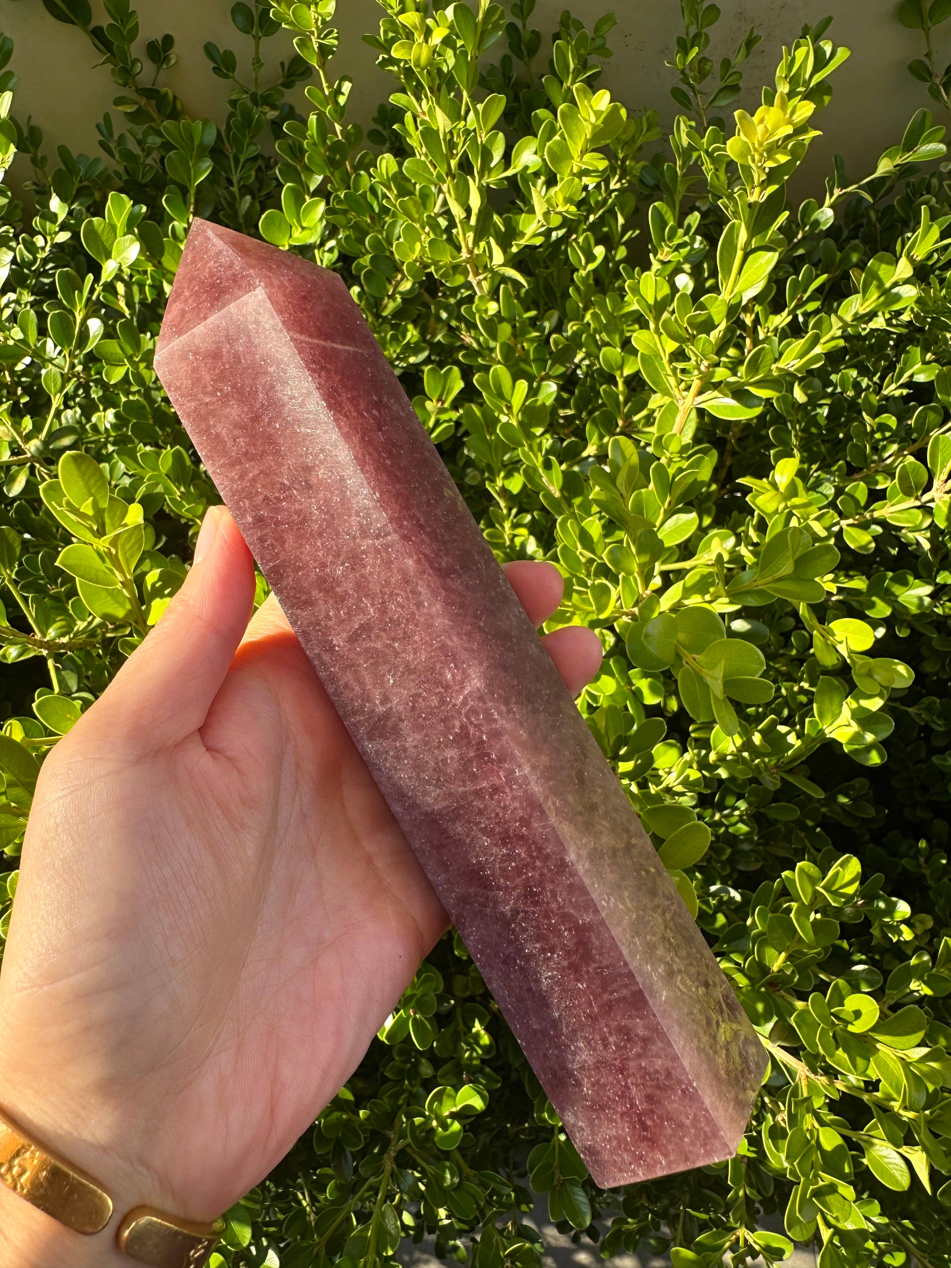 Moon Rituals - Wholesale Spiritual Stone/Crystal - Large Strawberry Quartz Crystal Tower Obelisk – Love & Emotional Healing, Christmas Crystal Gift  #33