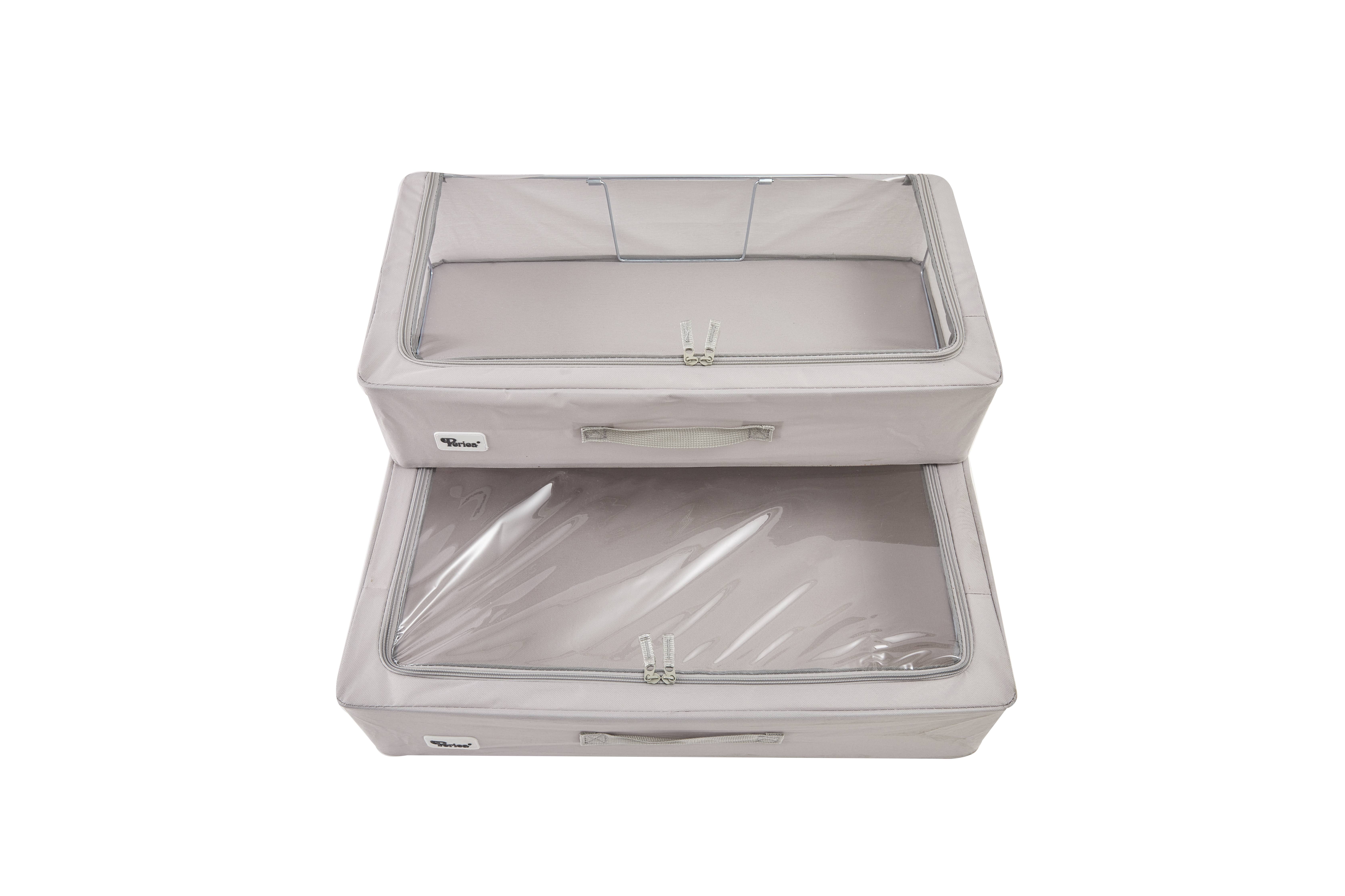 Periea - Vente Bacs de rangement - Boîte de rangement pliante fine Periea pour dessous de lit avec couvercle transparent à fermeture éclair6
