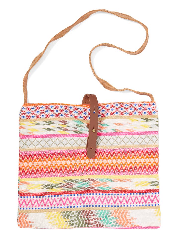 Milla Woven Crossbody Bag Bright Fuchsia / Multi for wholesale by Raj Trading & Imports (USA) Inc.