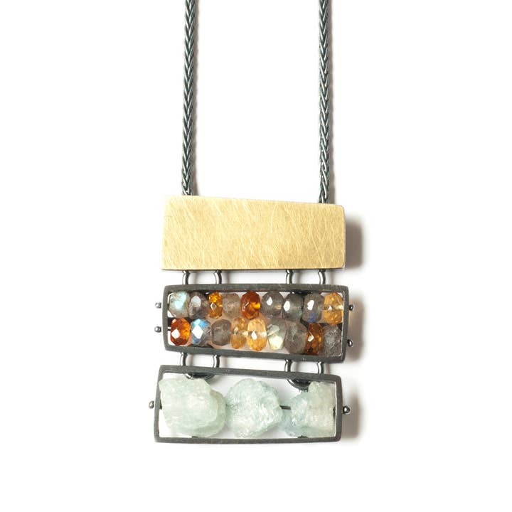 CXR30N - Collar con forma de triple jaula rectangular, apilado para venta al por mayor de ASHKA DYMEL Studio