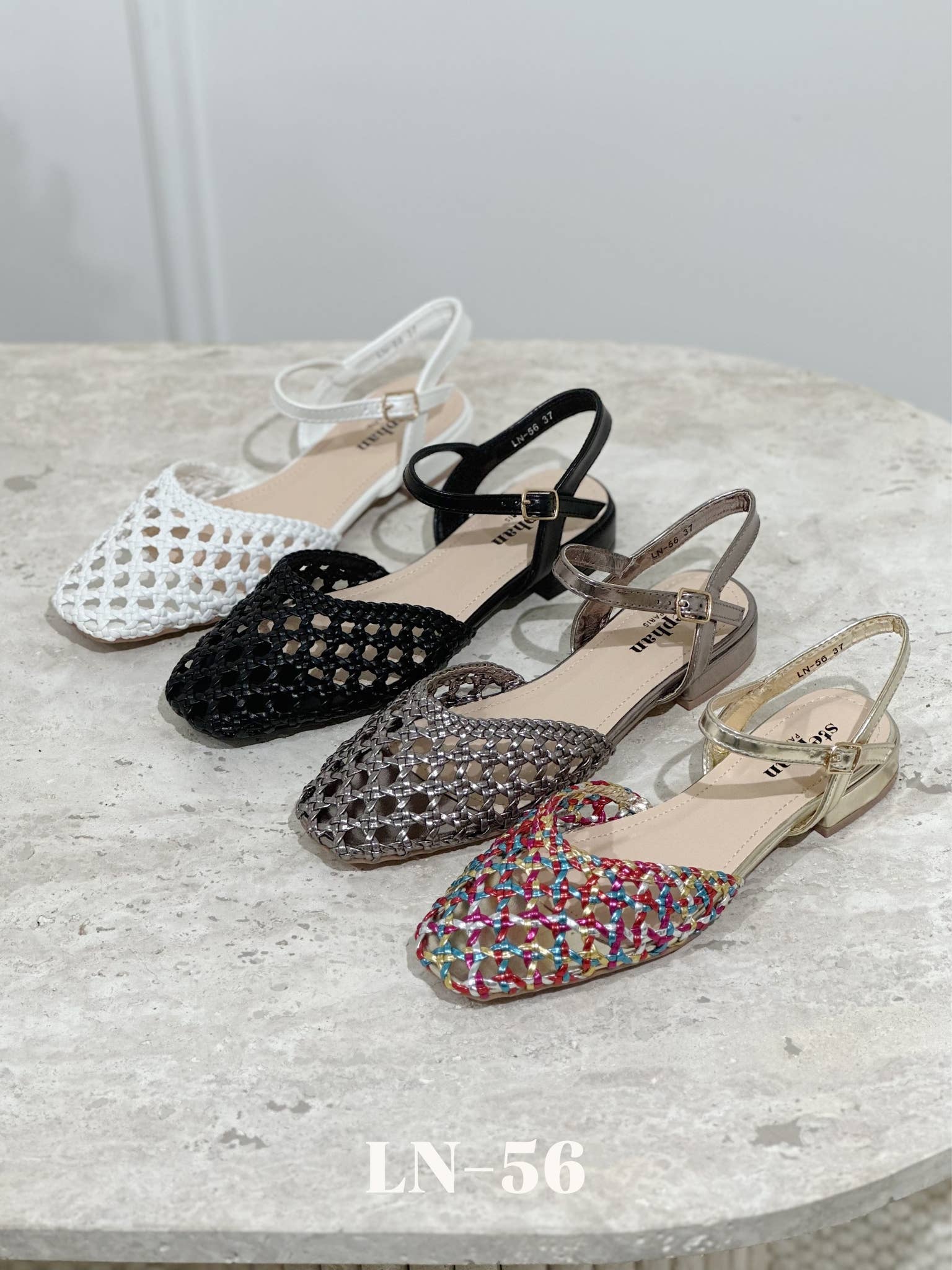 Stephan Paris - Wholesale Sandals - Women's - Openwork braided sandals with adjustable strap LN-566