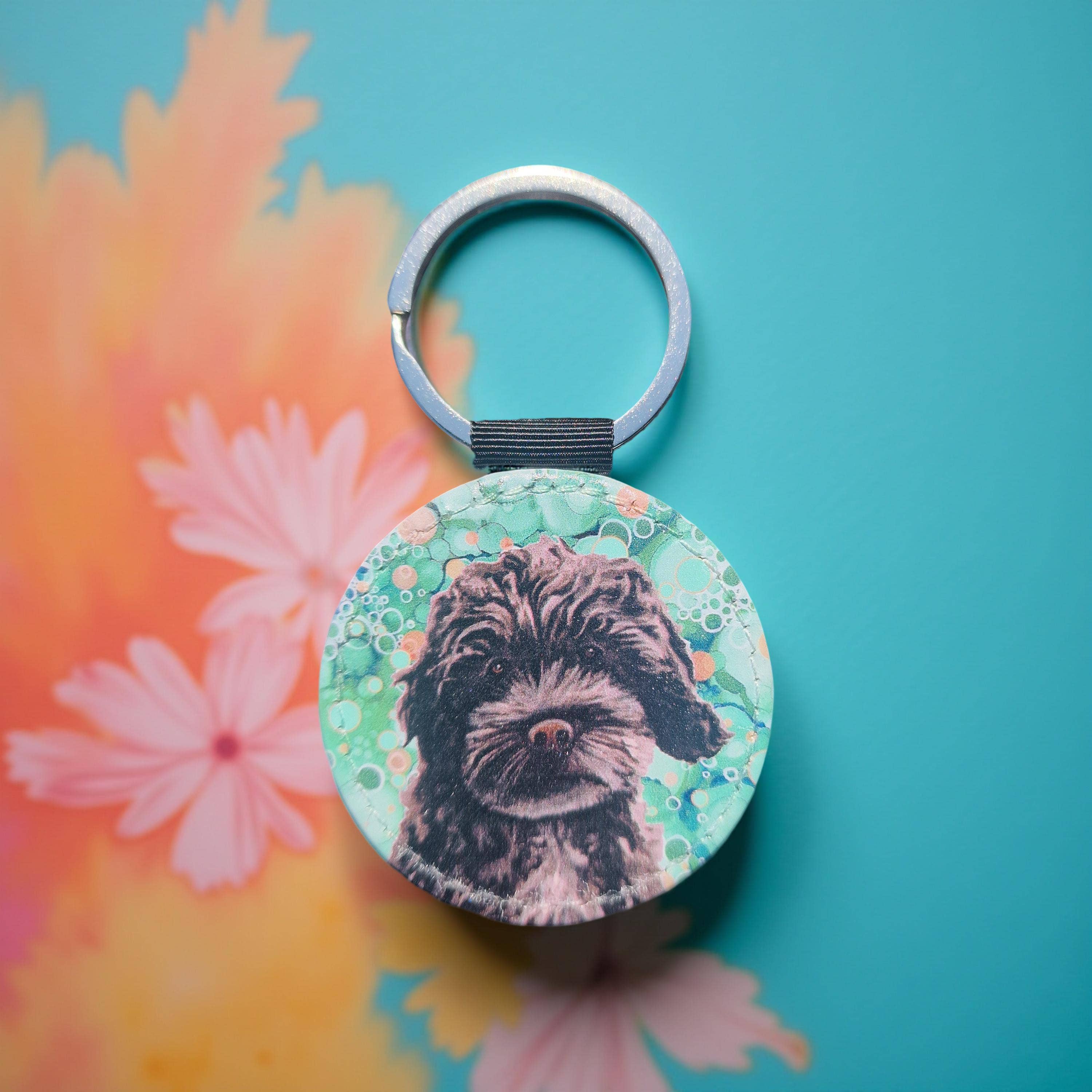 By Jo Crafts – Porta-chaves - Mulher por atacado – 121-KR - Porta-chaves de Cão Cockerpoo Preto em Pele Sintética3