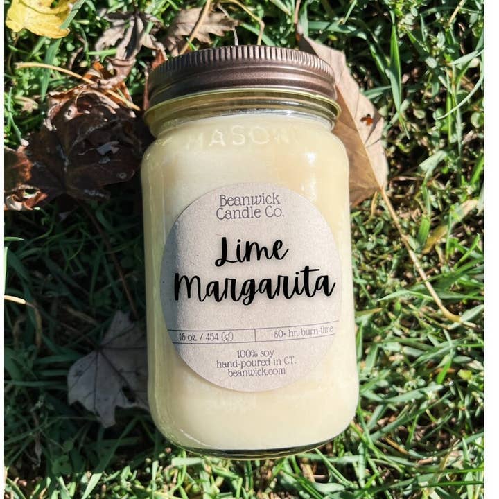 LIME MARGARITA sojakaars in Mason Jar Uniek cadeau voor wholesale door Beanwick Candle Co.