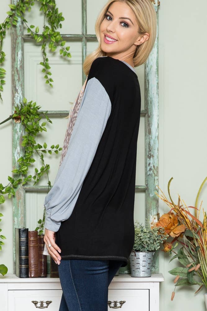 ClickPuff - Wholesale Tunic - Women's - Women's Plus Size Animal Print Color Block Long Sleeve Top20