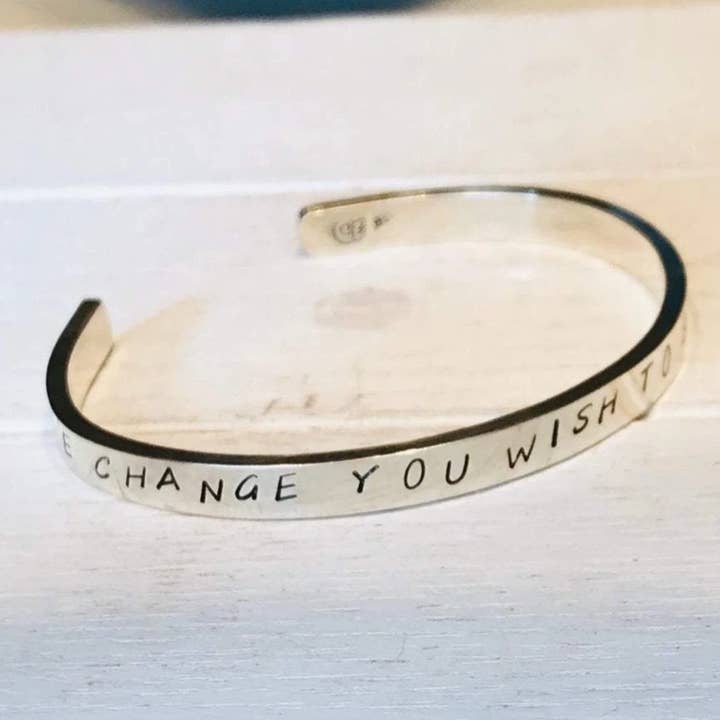 Be The Change Sterling Cuff for wholesale by Swirls Jewelry
