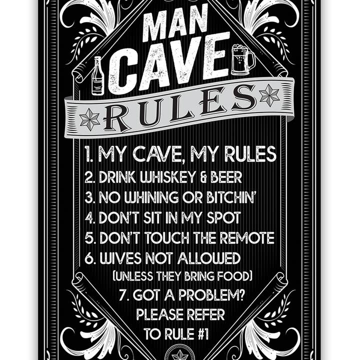 Lone Star Art Metal Signs - Wholesale Sign - Man Cave Rules Metal Sign