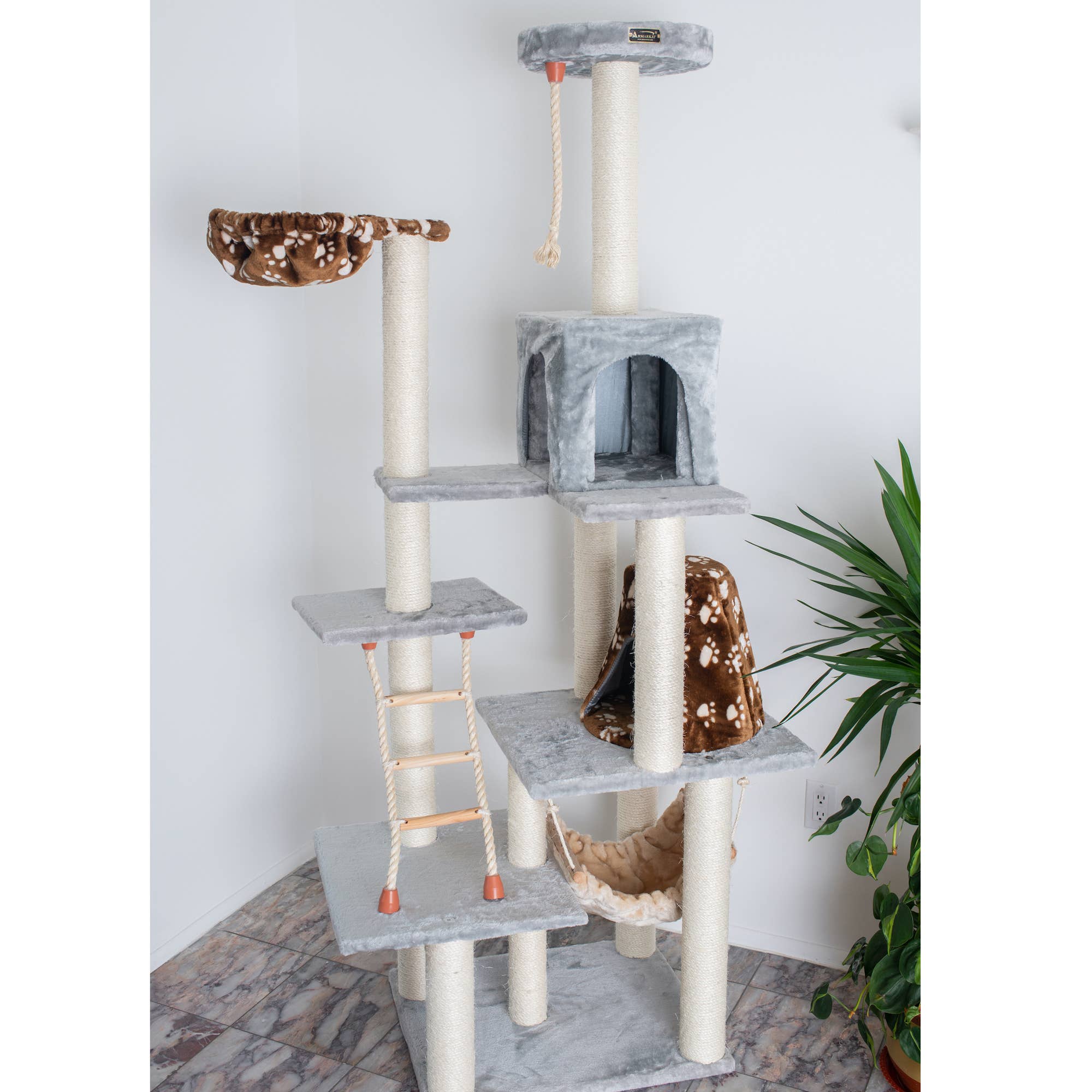 Armarkat - Wholesale Pet Scratcher - Cat - Real Wood Cat Climber Play House With Playhouse, Basket7