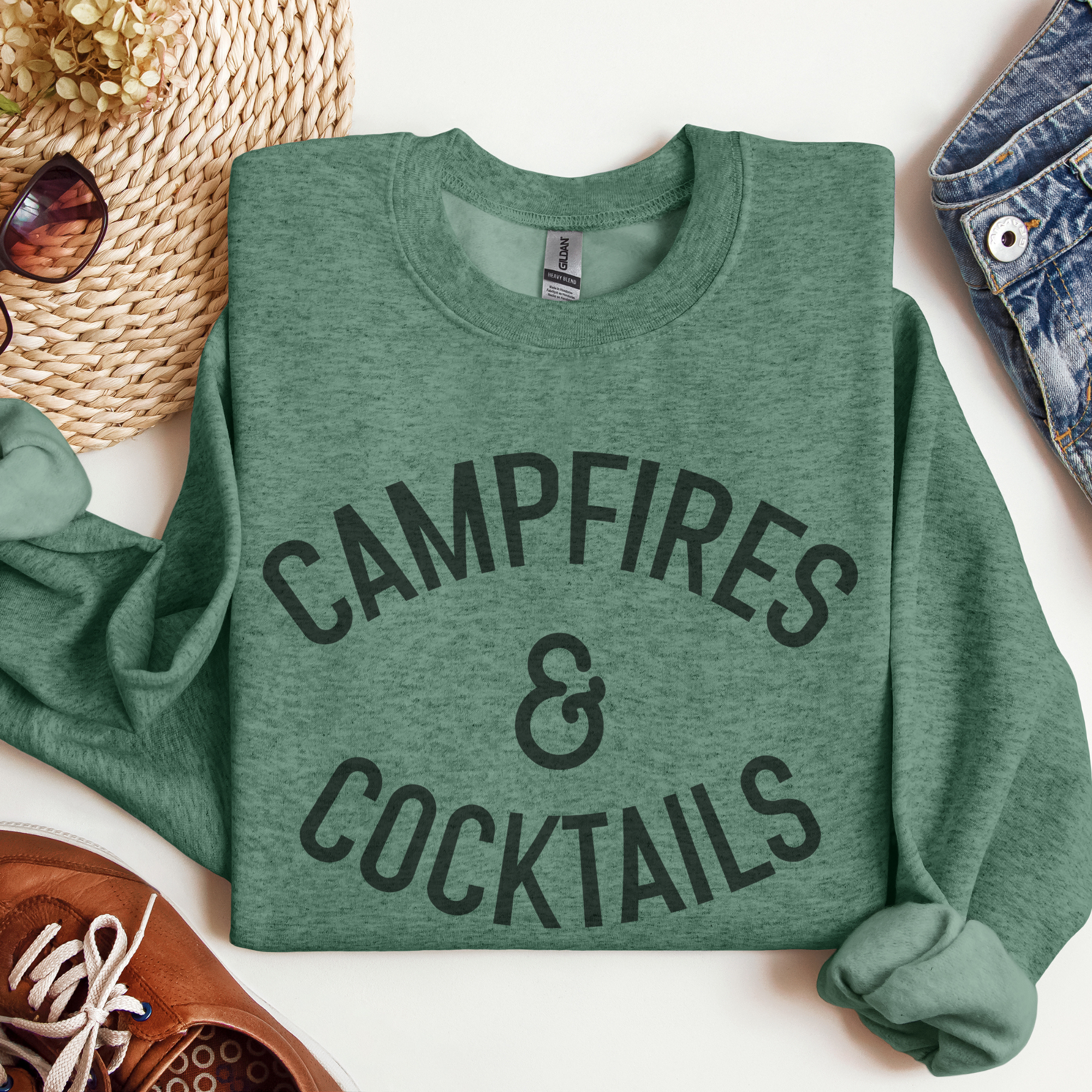 Trendznmore - Modern Graphic Apparel - Wholesale Graphic Sweatshirt - Women's - Campfires and Cocktails Crewneck Sweatshirt7